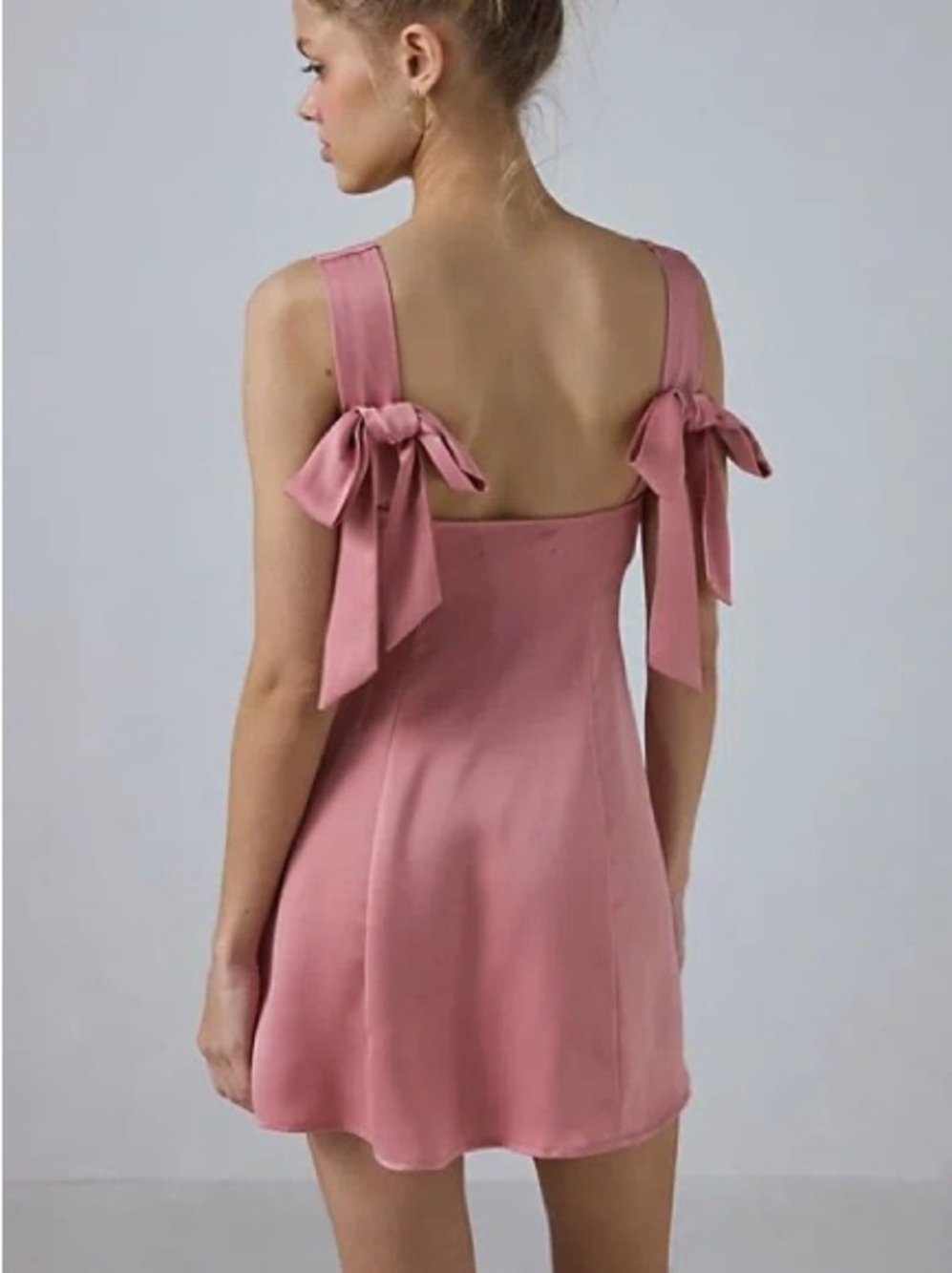 Urban Outfitters Bri Double Bow Satin Mini Dress